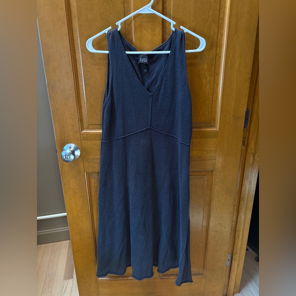Eileen Fisher Black V-Neck Sleeveless Maxi Dress